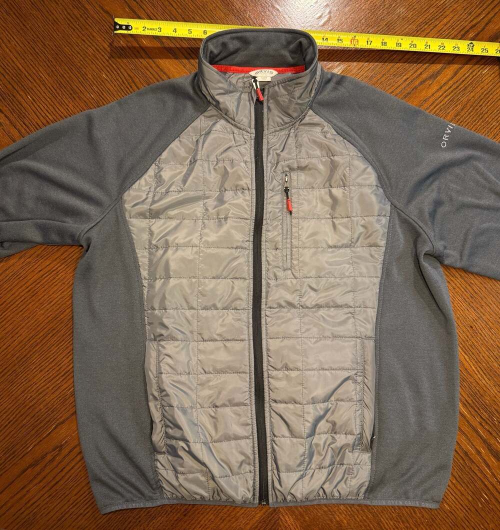 Orvis Classic Collection Grey Quilted Hybrid Full Zip Jacket